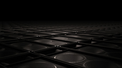 Blackk surround sound speakers as floor