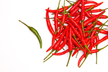 green chili in plie of red chili