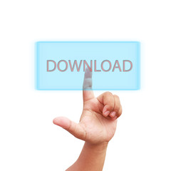 Hand press on download icon