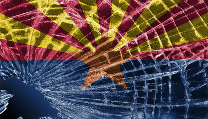 Broken glass or ice with a flag, Arizona