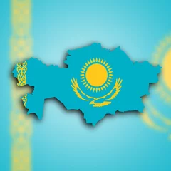 Deurstickers Kaart van Kazachstan © michaklootwijk