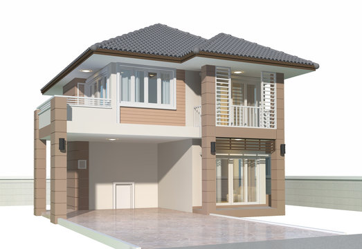 3D rendering of house exterior 