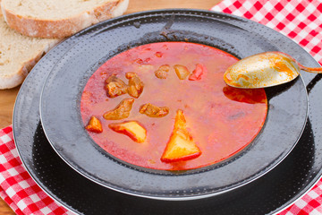 hungarian goulash soup in plate