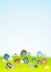 20 Retro Easter Eggs Background Meadow Sky DIN A4
