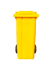Yellow garbage bin