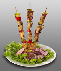skewer with meat and vegetables