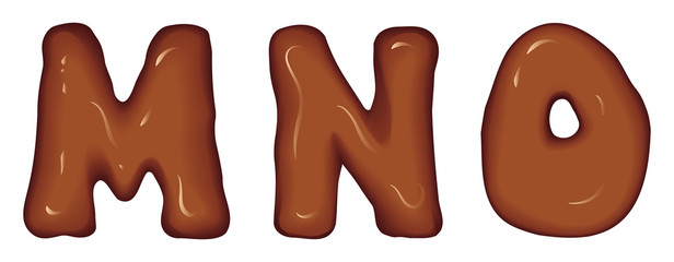 Vector set of characters consisting of melted chocolate