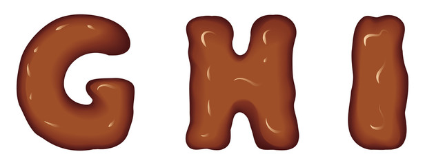 Vector set of characters consisting of melted chocolate
