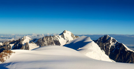 Mountains panorama in the winter time. Beautiful landscape