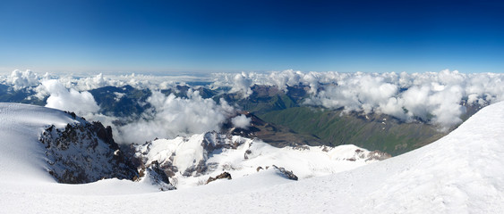 Mountains panorama in the winter time. Beautiful landscape