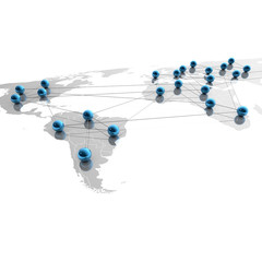 Weltkarte, Netzwerk und Business - 3D Illustration
