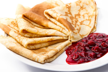 Pancakes with cherries