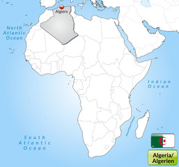 Übersichtskarte von Algerien mit Landesflagge