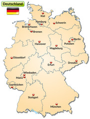 Obraz premium Landkarte von Deutschland mit Bundesländern