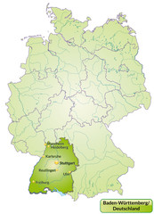 Landkarte von Deutschland und Baden-Württemberg