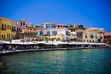 Obraz premium Harbor and streets of Chania/Crete/Greece