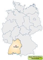 Landkarte von Deutschland und Baden-Württemberg