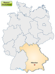 Landkarte von Deutschland und Bayern