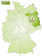 Landkarte von Deutschland und Brandenburg