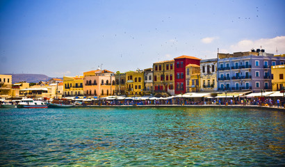 Obraz premium Harbor and streets of Chania/Crete/Greece