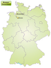 Landkarte von Deutschland und Bremen