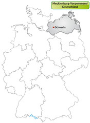 Landkarte von Deutschland und Mecklenburg-Vorpommern
