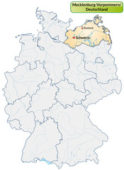 Landkarte von Deutschland und Mecklenburg-Vorpommern