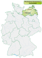 Landkarte von Deutschland und Mecklenburg-Vorpommern