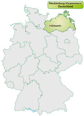 Plakat Landkarte von Deutschland und Mecklenburg-Vorpommern