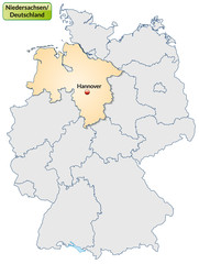 Landkarte von Deutschland und Niedersachsen