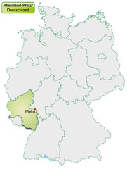 Landkarte von Deutschland und Rheinland-Pfalz