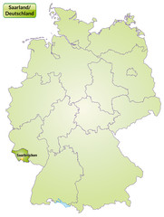 Fototapeta na wymiar Landkarte von Deutschland und Saarland