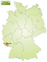 Landkarte von Deutschland und Saarland