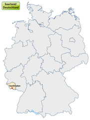 Landkarte von Deutschland und Saarland