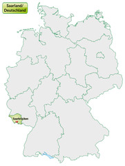 Landkarte von Deutschland und Saarland