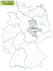 Landkarte von Deutschland und Sachsen-Anhalt