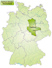 Landkarte von Deutschland und Sachsen-Anhalt
