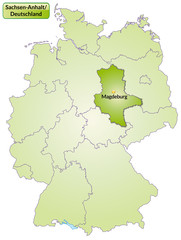 Obraz na płótnie Canvas Mapa Niemiec i Saksonii-Anhalt