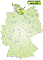 Landkarte von Deutschland und Schleswig-Holstein