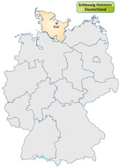 Landkarte von Deutschland und Schleswig-Holstein