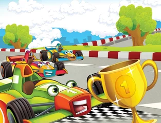 Badkamer foto achterwand De formule race - super auto - illustratie voor de kinderen © honeyflavour