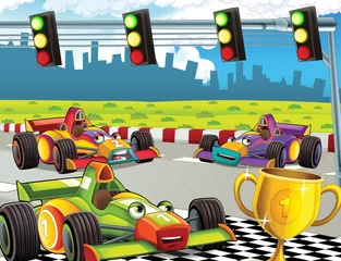 Poster De formule race - super auto - illustratie voor de kinderen © honeyflavour
