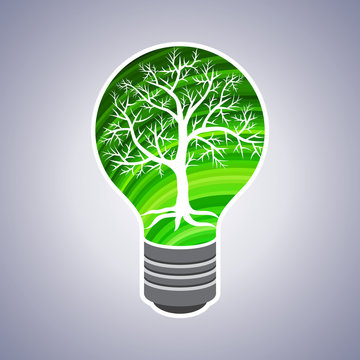 green light bulb Eco concept