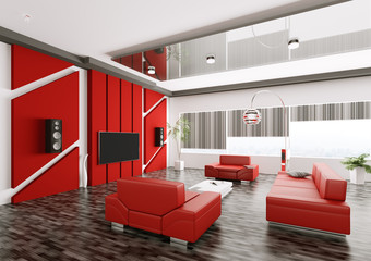 Interior of modern living room 3d render