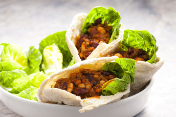 pita bread filled with Mexican mixture