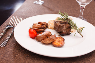 beef steak with potatoes