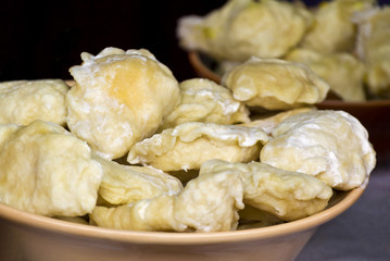 dish with dumplings in cream