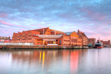 Baltic Philharmonic in Gdansk at sunset, Poland