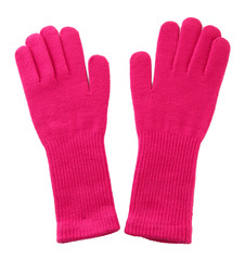 woman knitted gloves, isolated on white