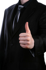 Businessman hand with thumb up - obrazy, fototapety, plakaty